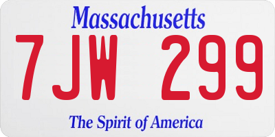 MA license plate 7JW299