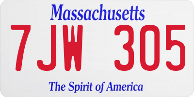 MA license plate 7JW305