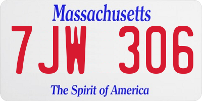 MA license plate 7JW306