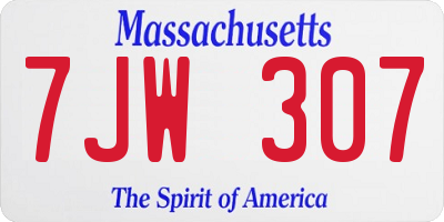 MA license plate 7JW307