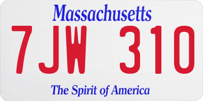 MA license plate 7JW310