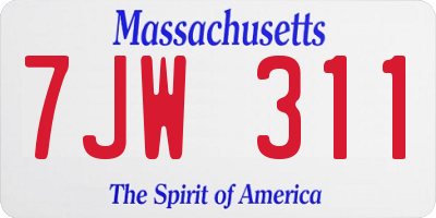 MA license plate 7JW311
