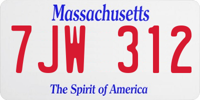 MA license plate 7JW312
