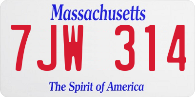 MA license plate 7JW314