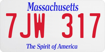 MA license plate 7JW317