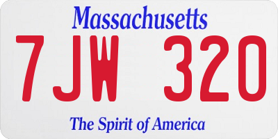 MA license plate 7JW320
