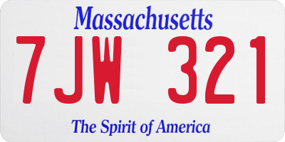 MA license plate 7JW321