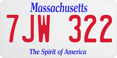 MA license plate 7JW322