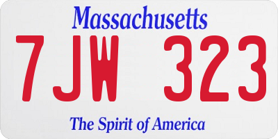 MA license plate 7JW323
