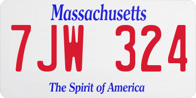 MA license plate 7JW324