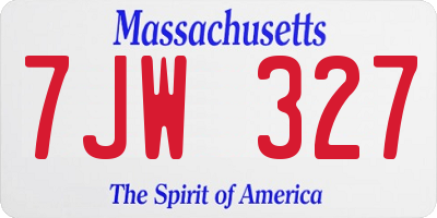 MA license plate 7JW327