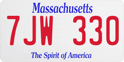 MA license plate 7JW330