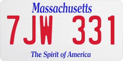 MA license plate 7JW331