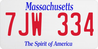 MA license plate 7JW334