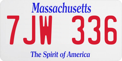 MA license plate 7JW336