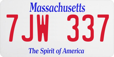 MA license plate 7JW337