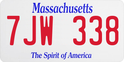MA license plate 7JW338