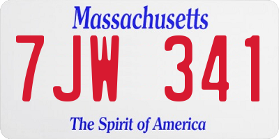 MA license plate 7JW341
