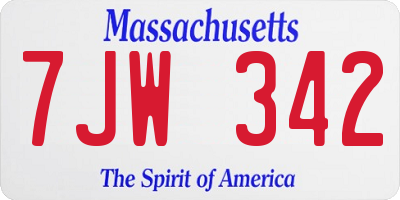 MA license plate 7JW342