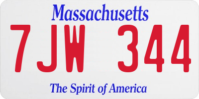 MA license plate 7JW344