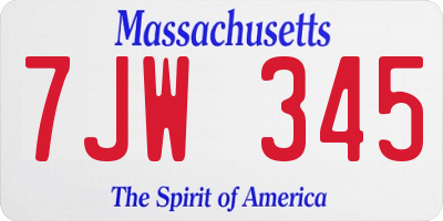 MA license plate 7JW345
