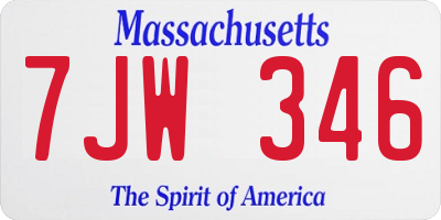 MA license plate 7JW346