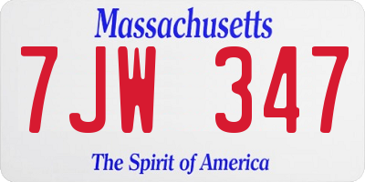 MA license plate 7JW347