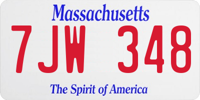 MA license plate 7JW348