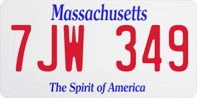 MA license plate 7JW349