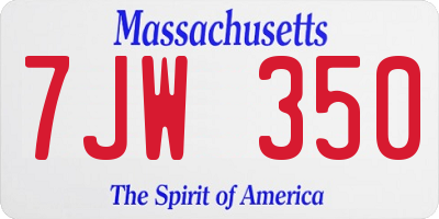 MA license plate 7JW350