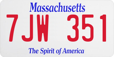 MA license plate 7JW351