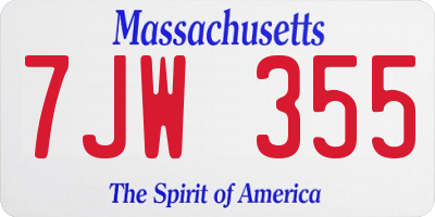 MA license plate 7JW355