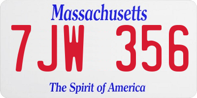 MA license plate 7JW356