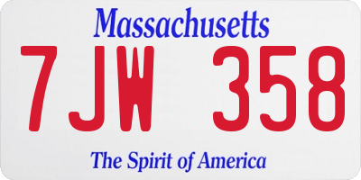 MA license plate 7JW358