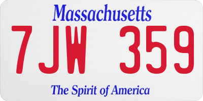 MA license plate 7JW359