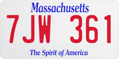 MA license plate 7JW361