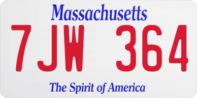 MA license plate 7JW364