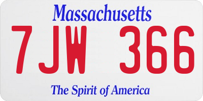 MA license plate 7JW366