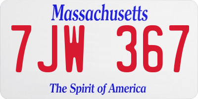MA license plate 7JW367