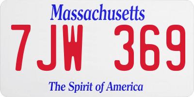 MA license plate 7JW369