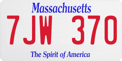 MA license plate 7JW370