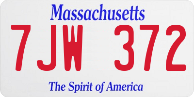 MA license plate 7JW372