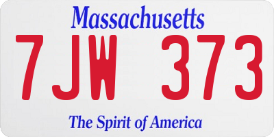 MA license plate 7JW373