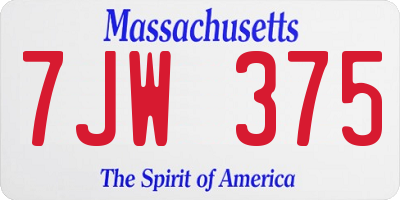 MA license plate 7JW375