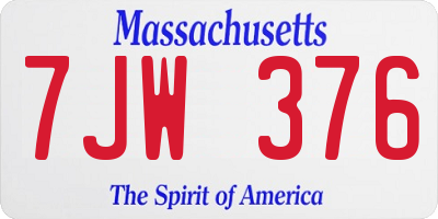 MA license plate 7JW376