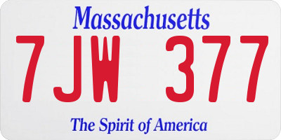 MA license plate 7JW377
