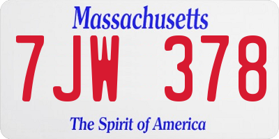 MA license plate 7JW378