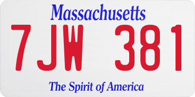 MA license plate 7JW381