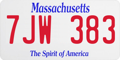 MA license plate 7JW383