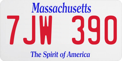 MA license plate 7JW390